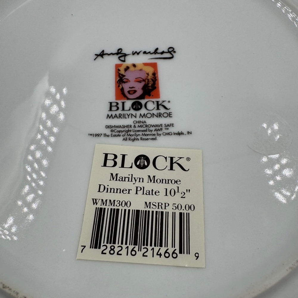 Block Marilyn Monroe Dinner Plate Unisex 10.5 Multicolor Andy Warhol Pop Art - Picture 3 of 3